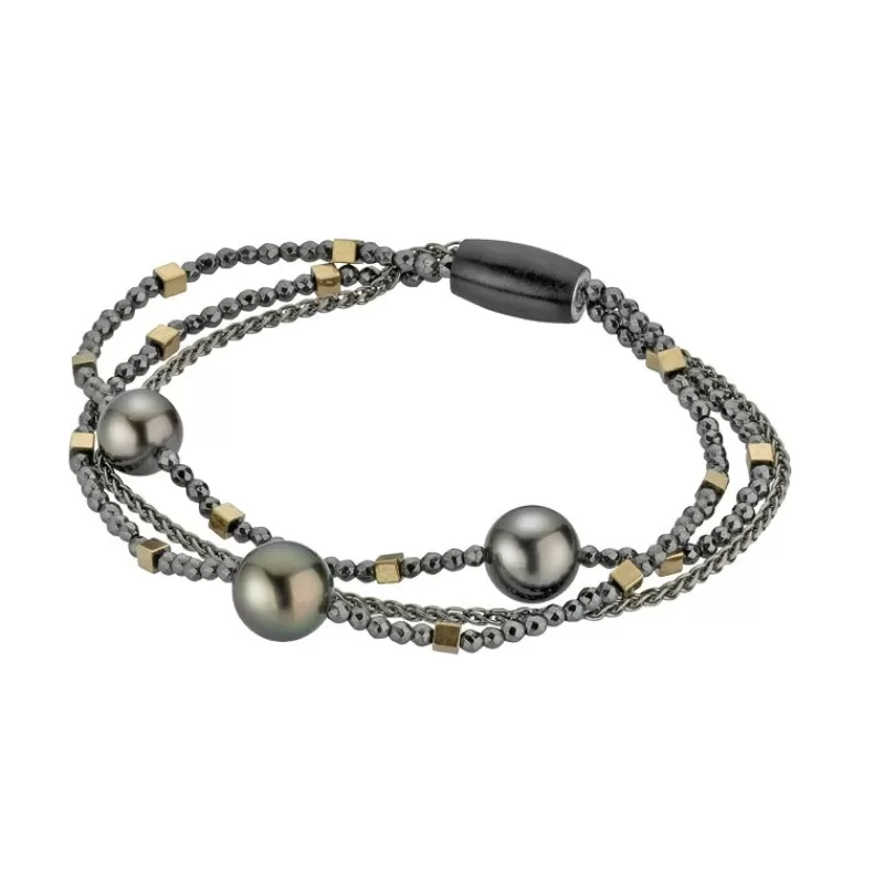 Gellner Sølvarmbånd-Armbånd, Hematitt Og Tahitiperler 8-10 Mm