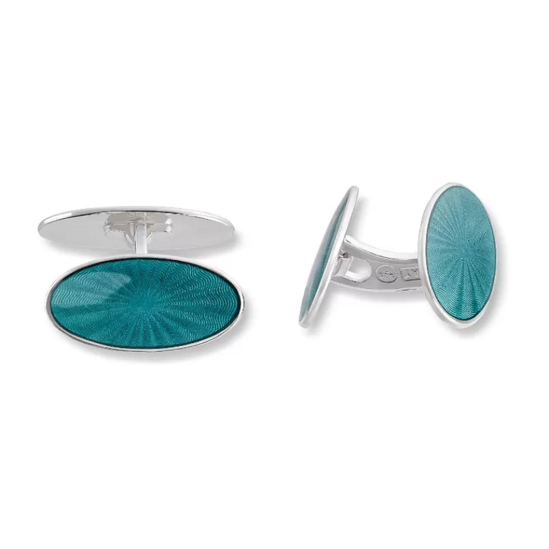 David-Andersen Mansjettknapper-Mansjettknapper, Oval Gronn
