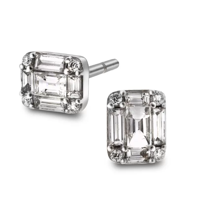 David-Andersen Gulløredobber-Orepynt, Baguett- Og Brilliantslipte 0,35 Ct