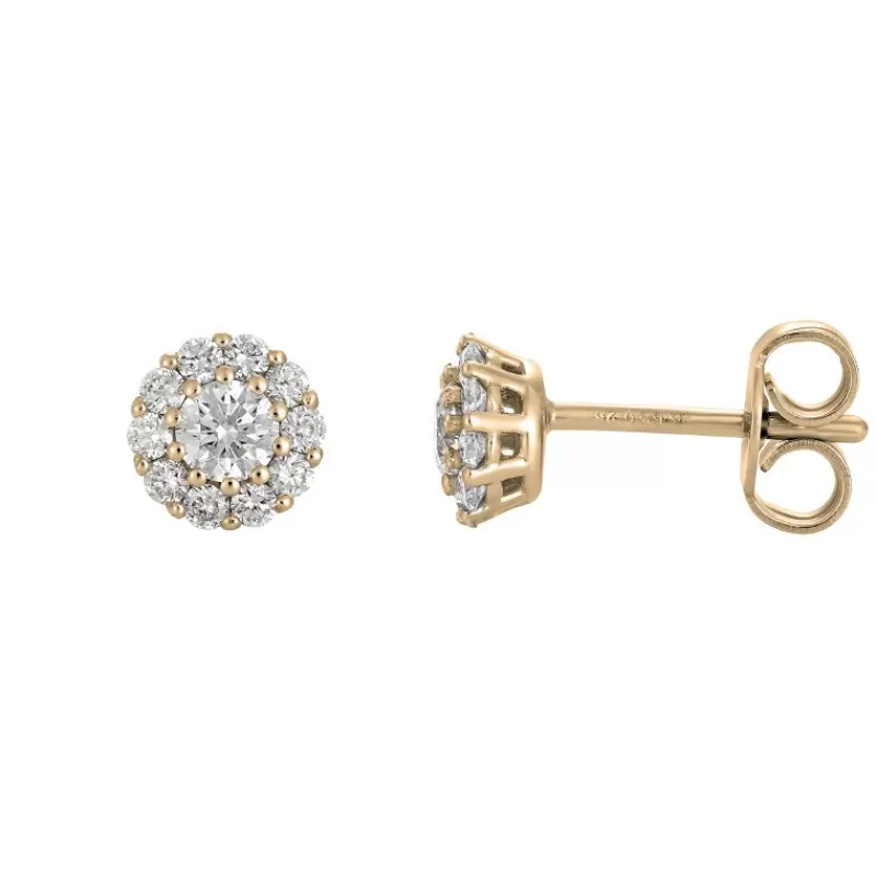 David-Andersen Gulløredobber-Orepynt, Rosett Diamanter 0,50 Ct