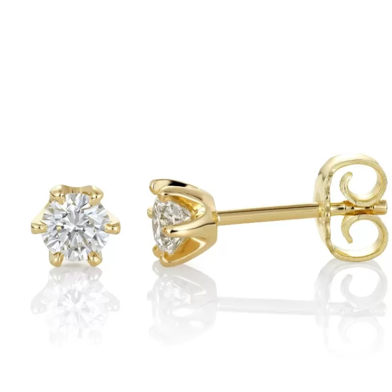 David-Andersen Gulløredobber-Orepynt, Solitaer 0,60Ct Totalt