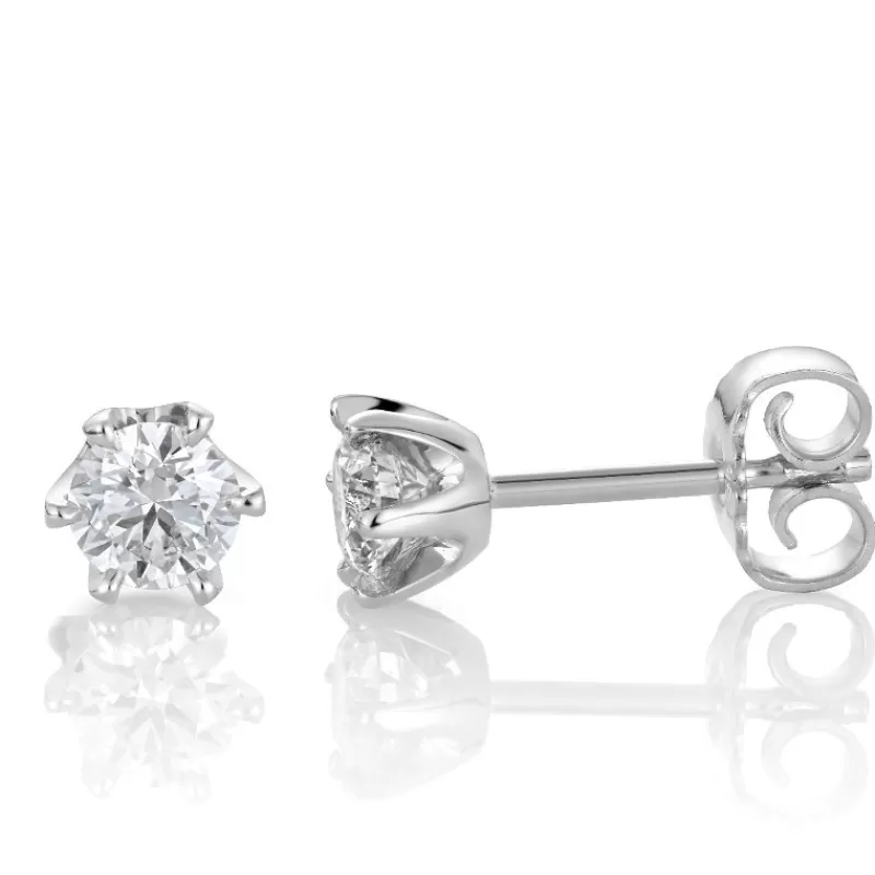 David-Andersen Gulløredobber-Orepynt, Solitaer 0,80Ct Totalt