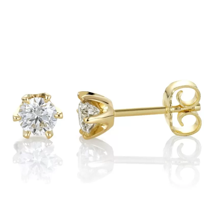 David-Andersen Gulløredobber-Orepynt, Solitaer 0,80Ct Totalt