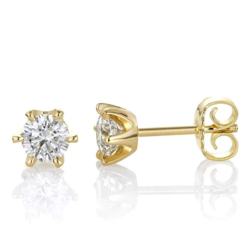 David-Andersen Gulløredobber-Orepynt, Solitaer 1,00Ct Totalt