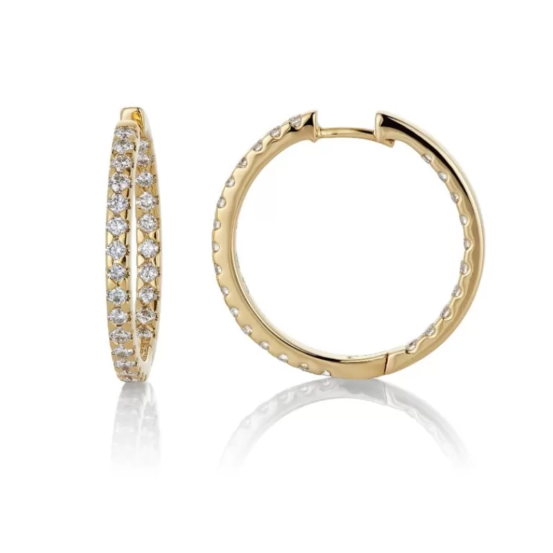 David-Andersen Gulløredobber-Øreringer, Diamanter 1,00 Ct