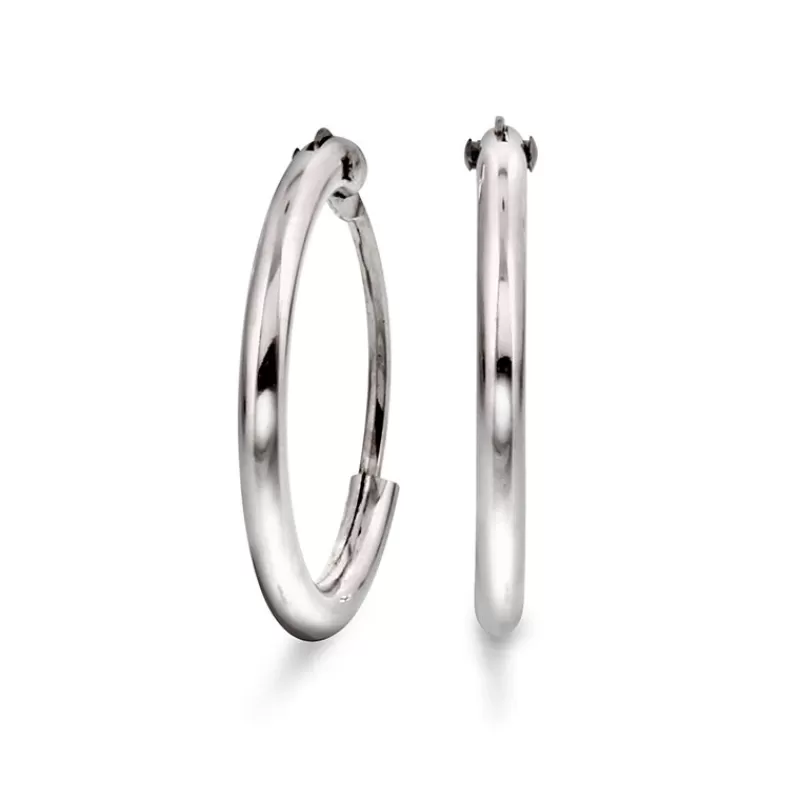 David-Andersen Gulløredobber-Øreringer, Hvitt Gull O13 Mm
