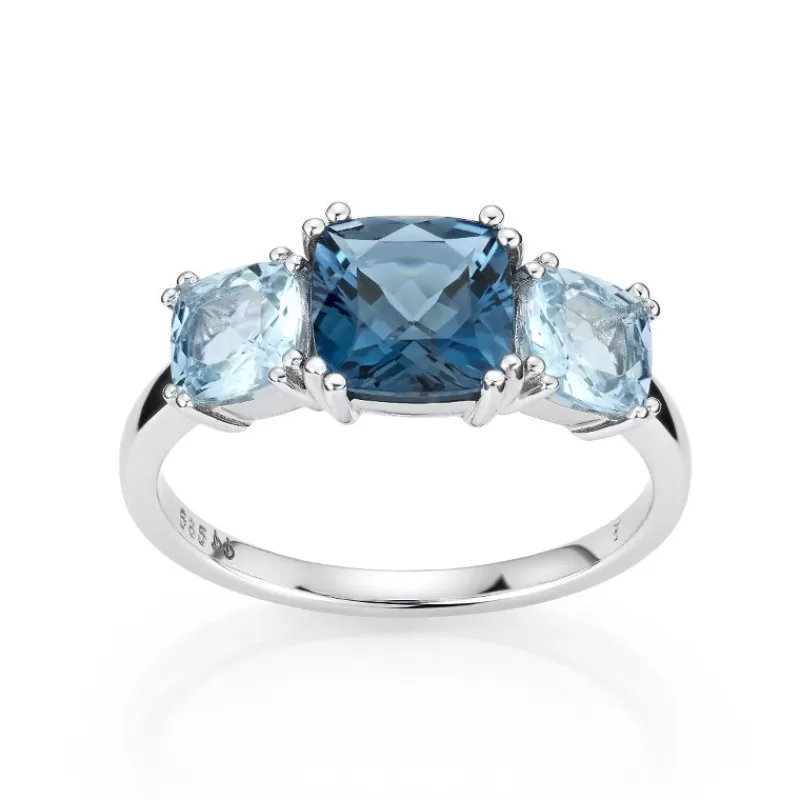 David-Andersen Gullringer-Ring, Bla Topaser Og London Bla Topas