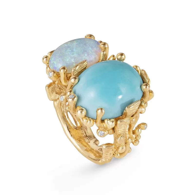 Ole Lynggaard Copenhagen Gullringer-Ring, Boho Turkis Og Etiopisk Opal