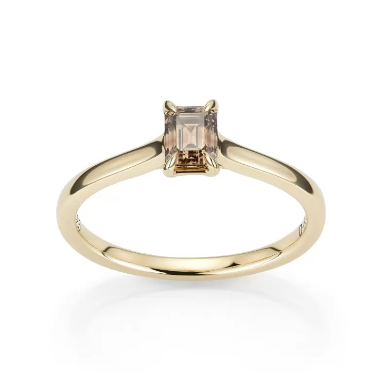 David-Andersen Gullringer-Ring, Enstens Smaragdslipt Fancy Brown Diamant 0,50 Ct