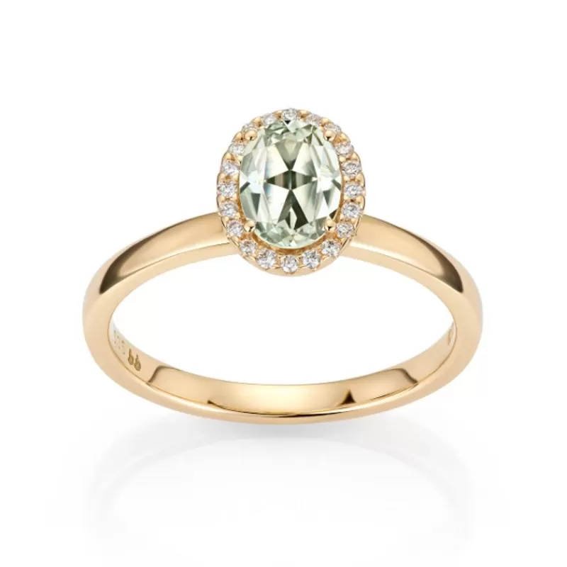 David-Andersen Gullringer-Ring, Gronn Ametyst Og Diamanter