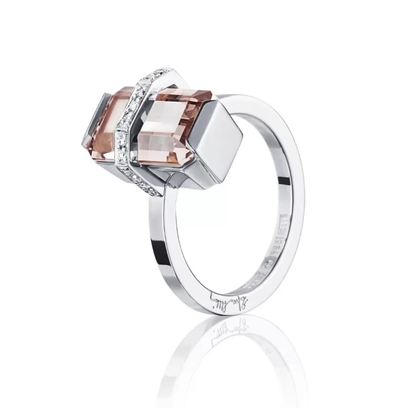 Efva Attling Diamantringer-Ring, Little Bend Over Morganitt