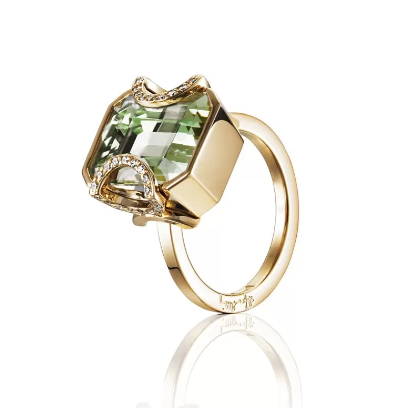 Efva Attling Gullringer-Ring, Little Magic Star Gronn Kvarts
