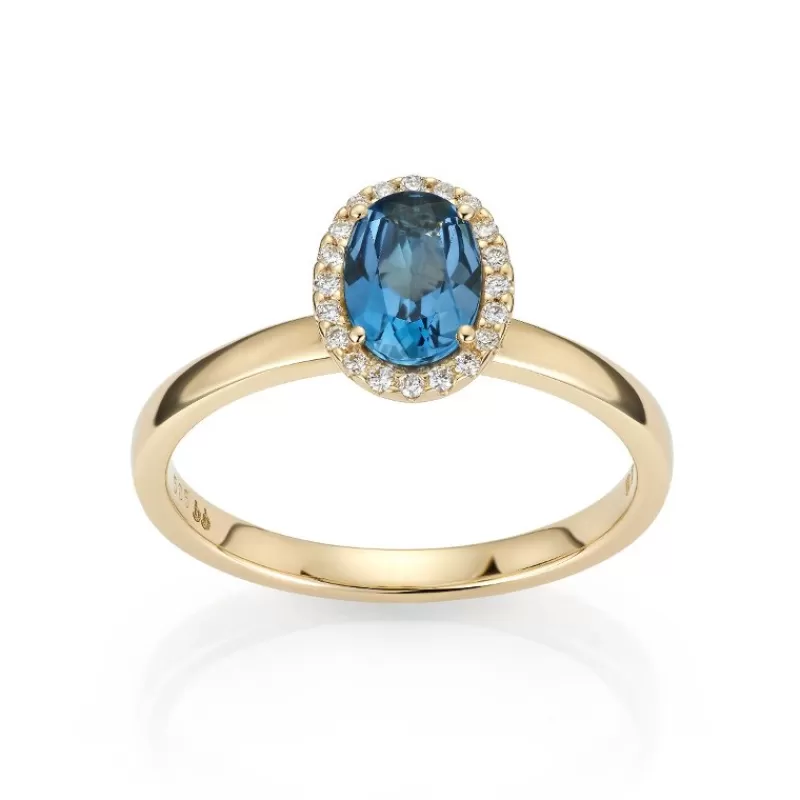 David-Andersen Gullringer-Ring, London Bla Topas Og Diamanter