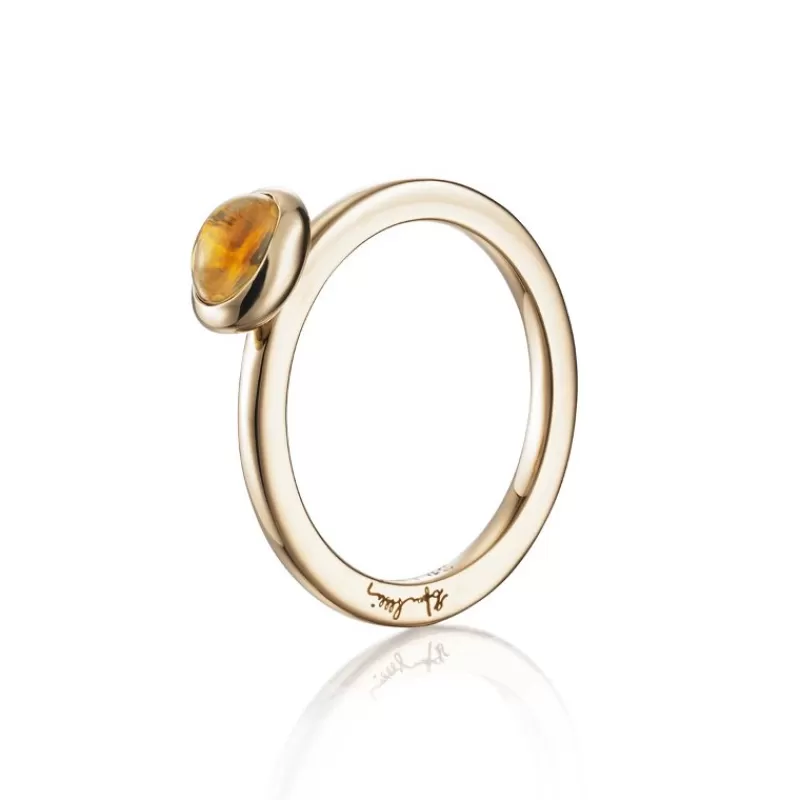 Efva Attling Gullringer-Ring, Love Bead Citrin
