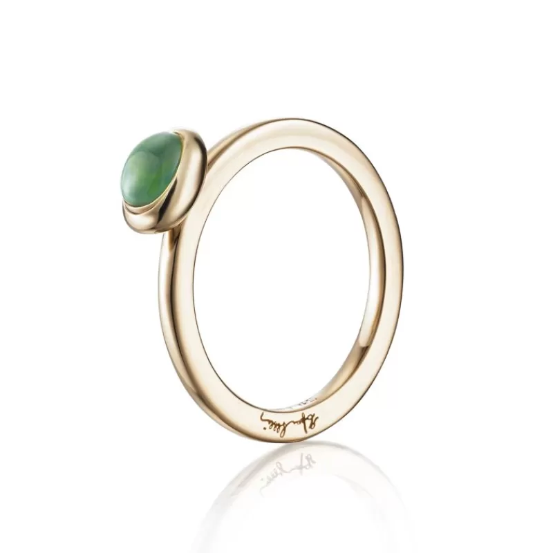 Efva Attling Gullringer-Ring, Love Bead Gronn Agat