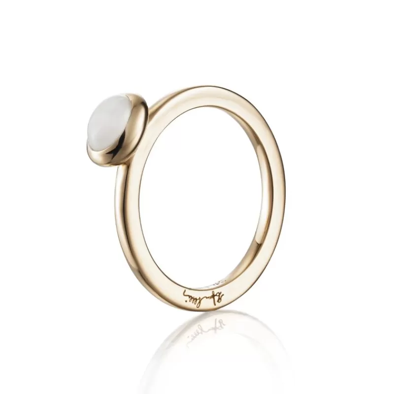 Efva Attling Gullringer-Ring, Love Bead Hvit Manesten
