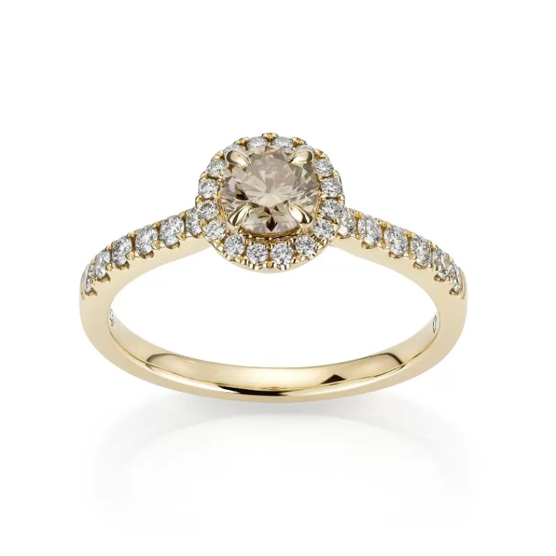David-Andersen Diamantringer-Ring, Rosett Brilliantslipt Fancy Brown Diamant (0,84 Ct)