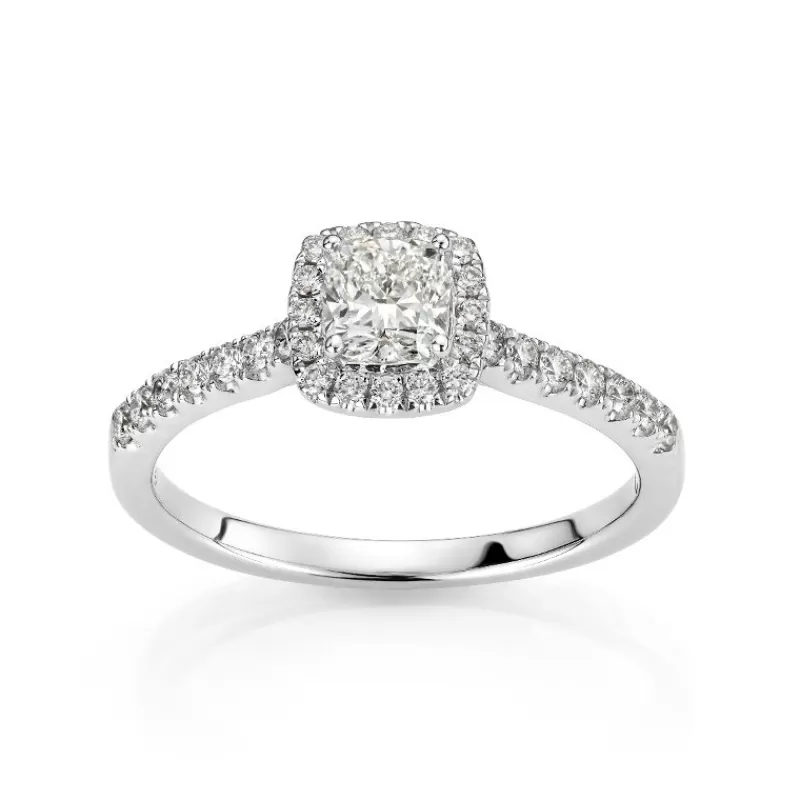David-Andersen Diamantringer-Ring, Rosett Cushionslipt Med Diamanter (0,79 Ct)