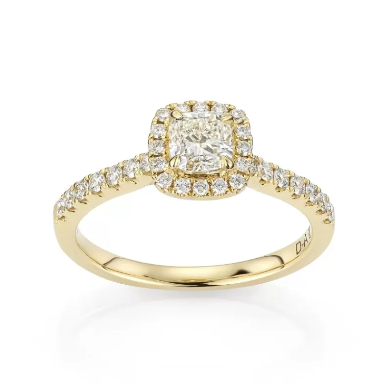 David-Andersen Diamantringer-Ring, Rosett Cushionslipt Med Diamanter (0,80 Ct)