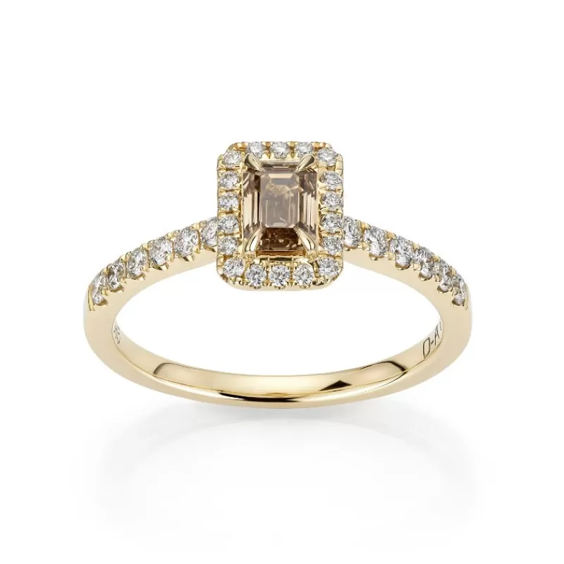 David-Andersen Diamantringer-Ring, Rosett Smaragdslipt Fancy Brown Diamant (0,85 Ct)