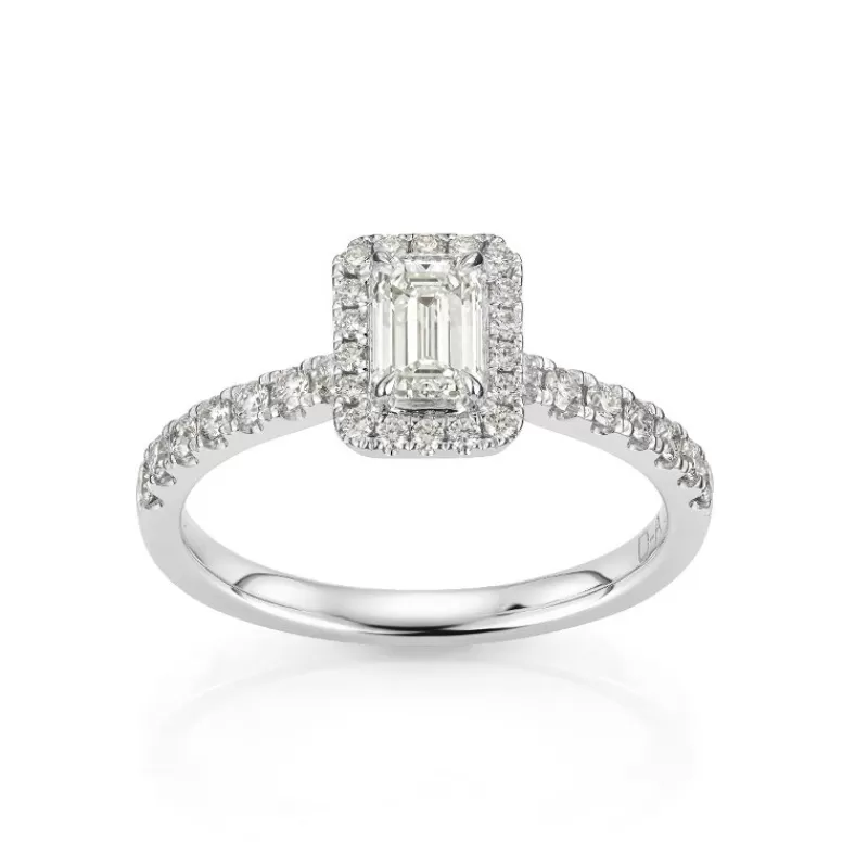 David-Andersen Diamantringer-Ring, Rosett Smaragdslipt Med Diamanter (0,85 Ct)